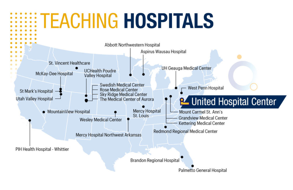 Teaching hospitals map