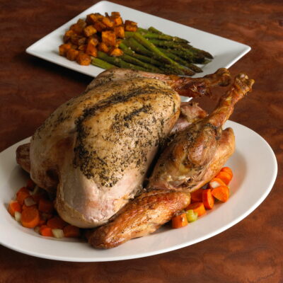 Mom's Roasted Turkey with Butternut Squash and Asparagus